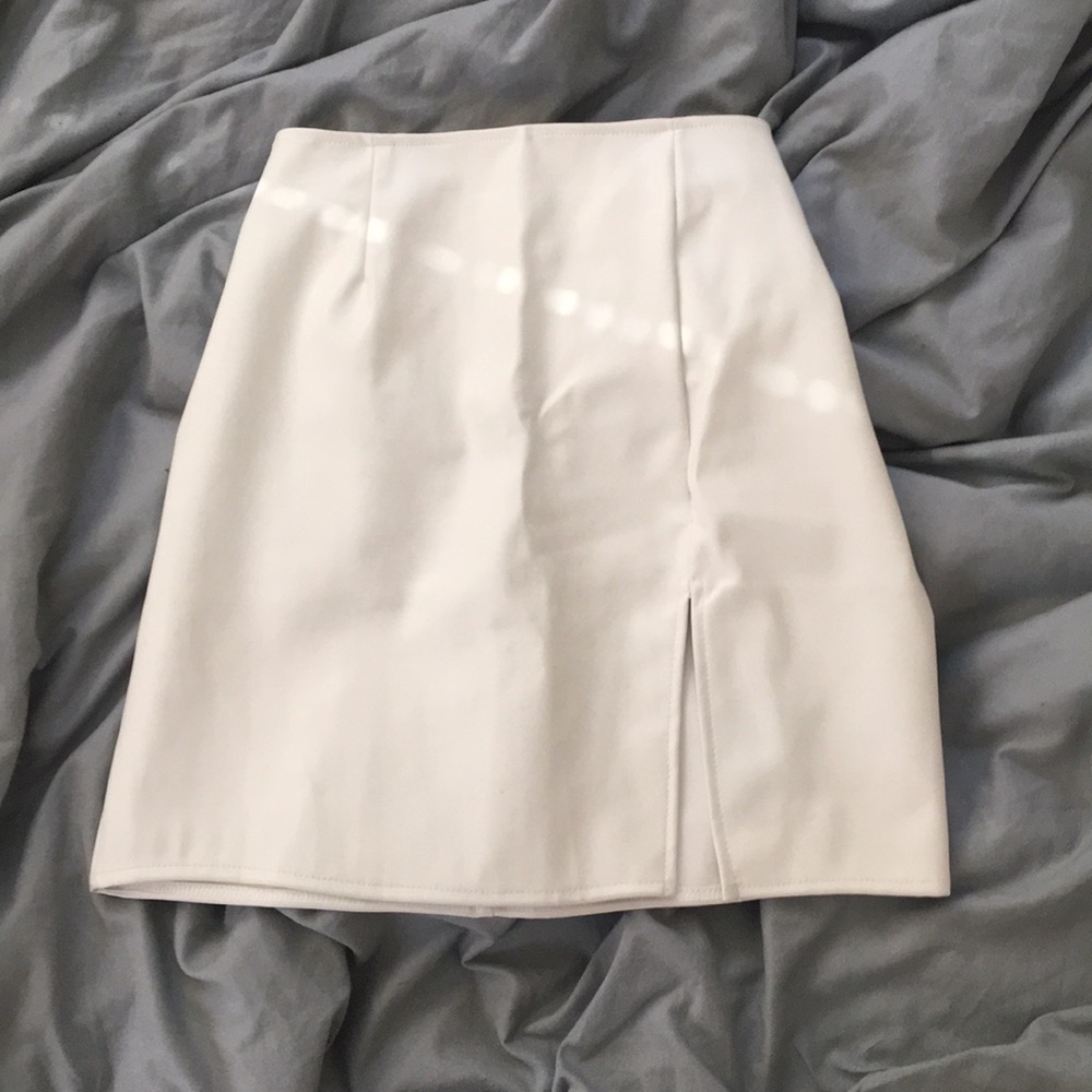 White Faux Leather Skirt